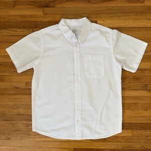 4/$25 Wonder Nation Oxford Button Down Shirt Boys XXL 18 White Short Sleeves
